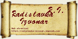 Radislavka Izvonar vizit kartica